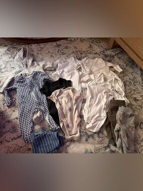 Bundle of Nike, GAP, Honest Bodysuit & Onesies Lot in White, Black, Blue
